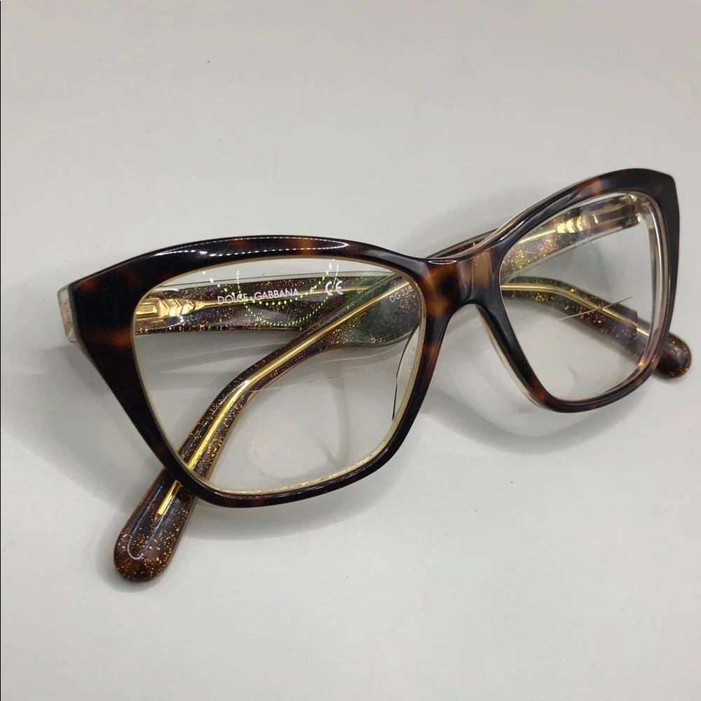 Dolce & Gabbana DG3167 Havana Tortoise Golden Glitter Cat Eye FRAMES Glasses.